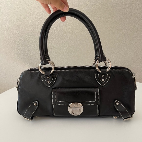 Marc Jacobs Daria Leather Shoulder Bag- Black & Silver - Picture 3 of 15